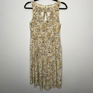 Moulinette Soeurs Daisy Print Cutout Back Midi Dress‎ Womens Size 2 100% Silk